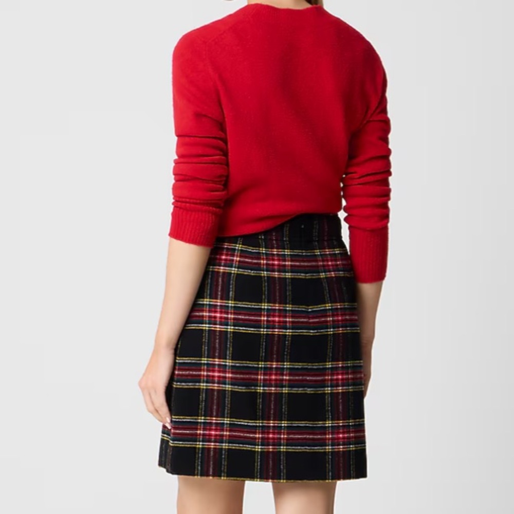 J. Crew Red and Black Tartan Plaid Pencil Skirt - Picture 7 of 8